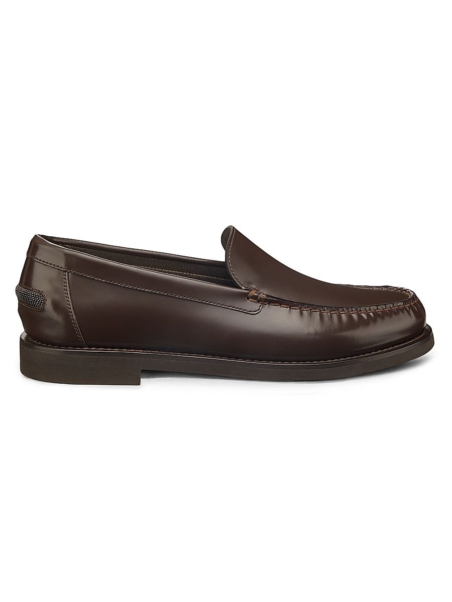 Women's Monili-Detailed Leather Loafers - Dark Brown - Size 10