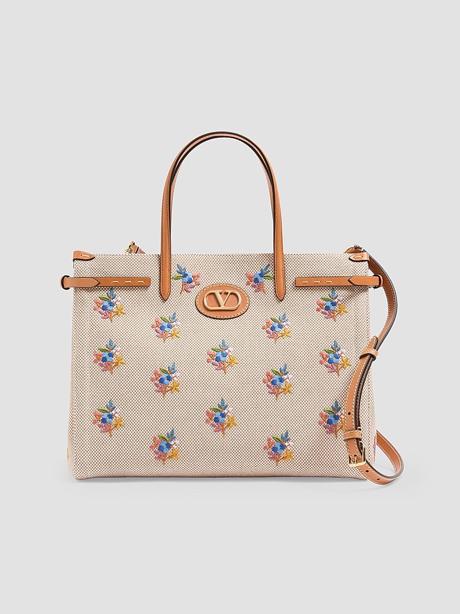 Women's Antibes Top Handle Bag in Embroidered Canvas - Natural Multicolor