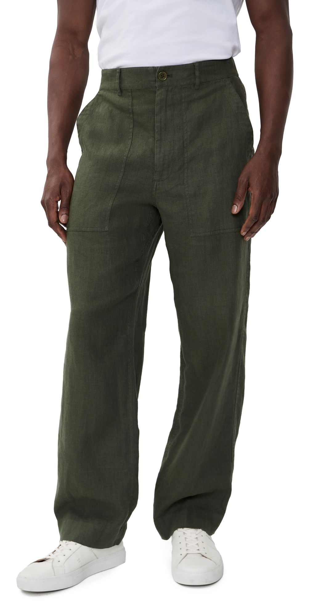 Alex Mill Garment Dyed Field Pants In Linen Dark Olive Green S
