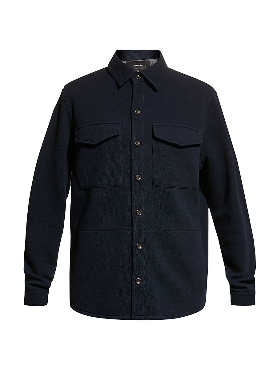 Vince Men's Cotton-Blend Shirt Jacket - Coastal Grey - Size Medium