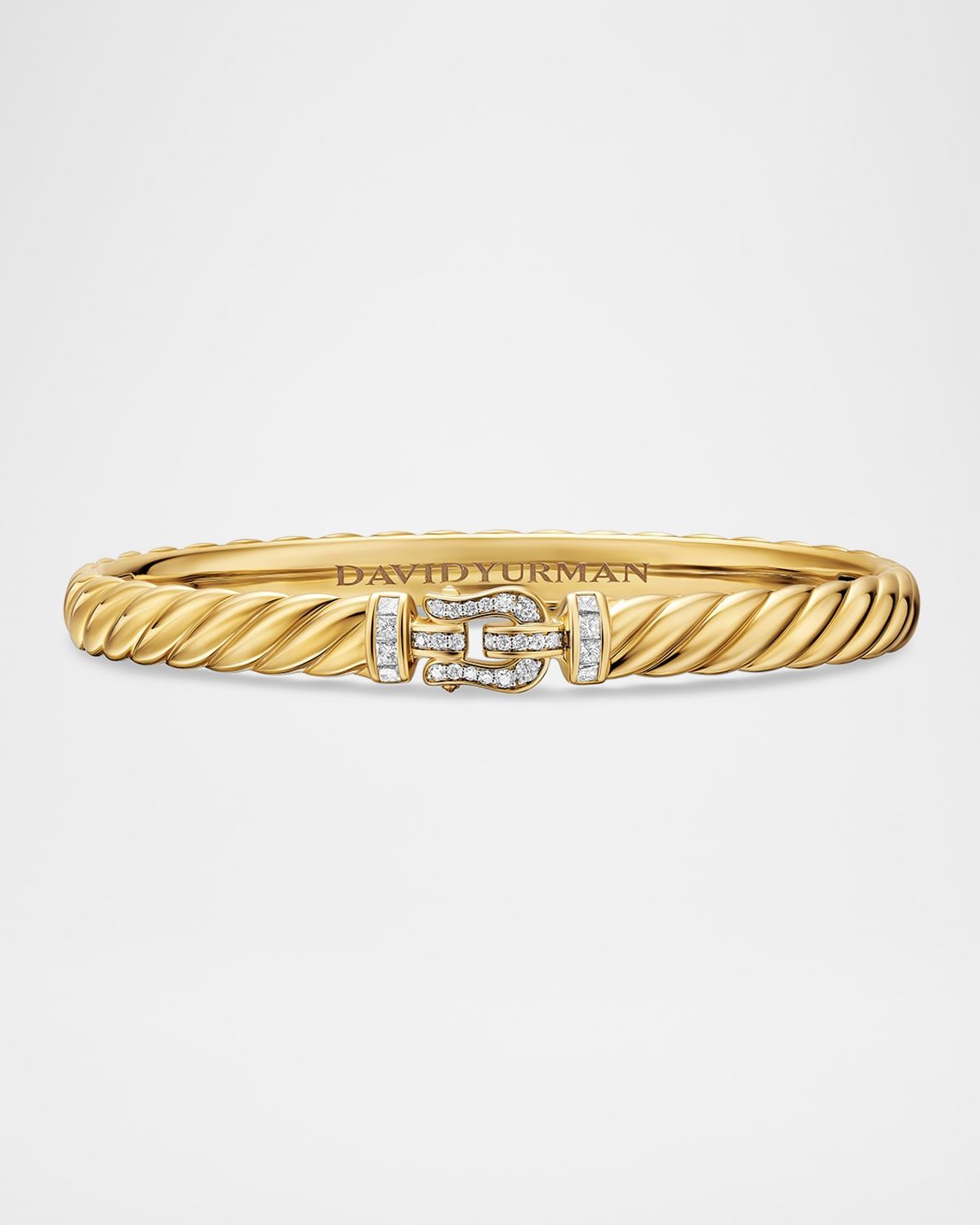 Sculpted Cable Buckle Bracelet with Diamonds in 18K Gold