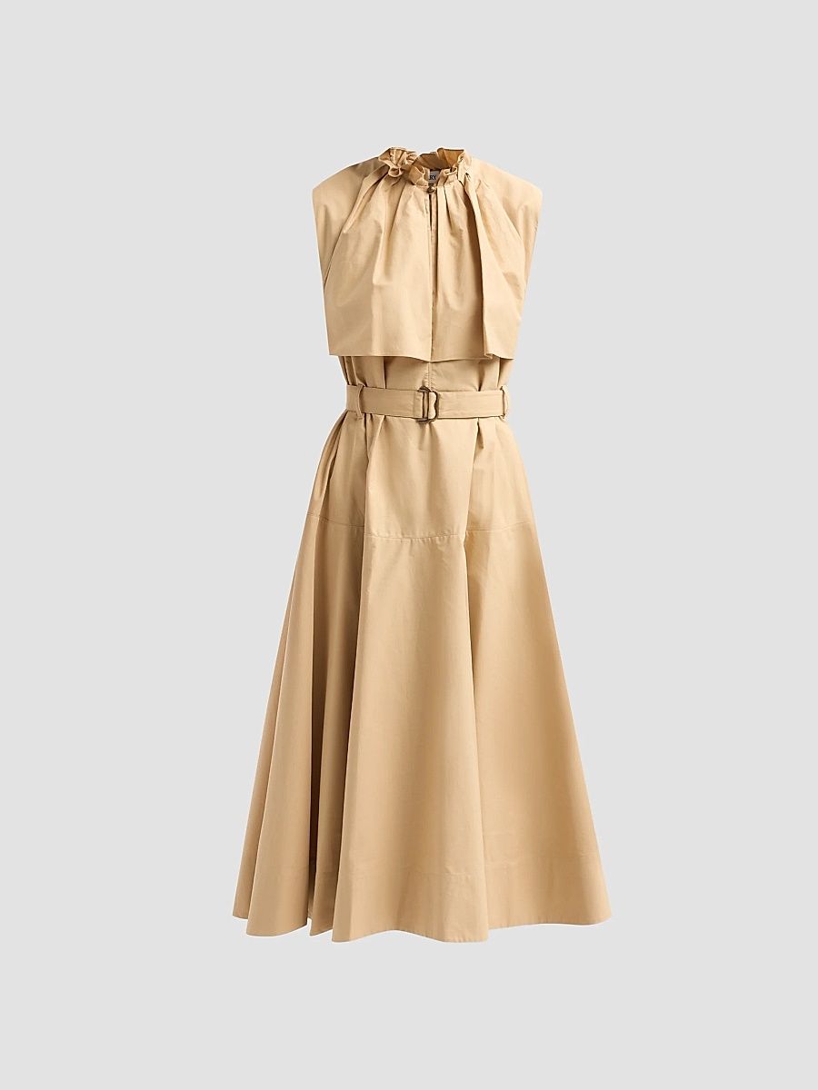 Women's Jessica Cotton Poplin Sleeveless Midi-Dress - Harvest Beige - Size 14