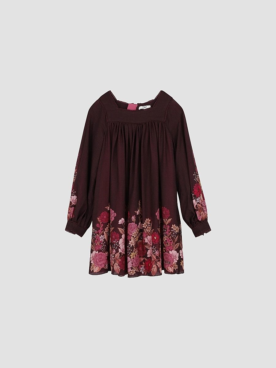 Girl's Little Girl's & Girl's Ceremony Floral-Print Dress - Dark Plum - Size 4