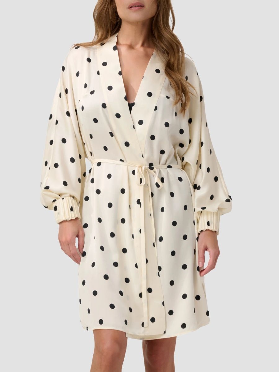 Lunya Women's Washable Silk Robe - Summer Dot - Size Medium