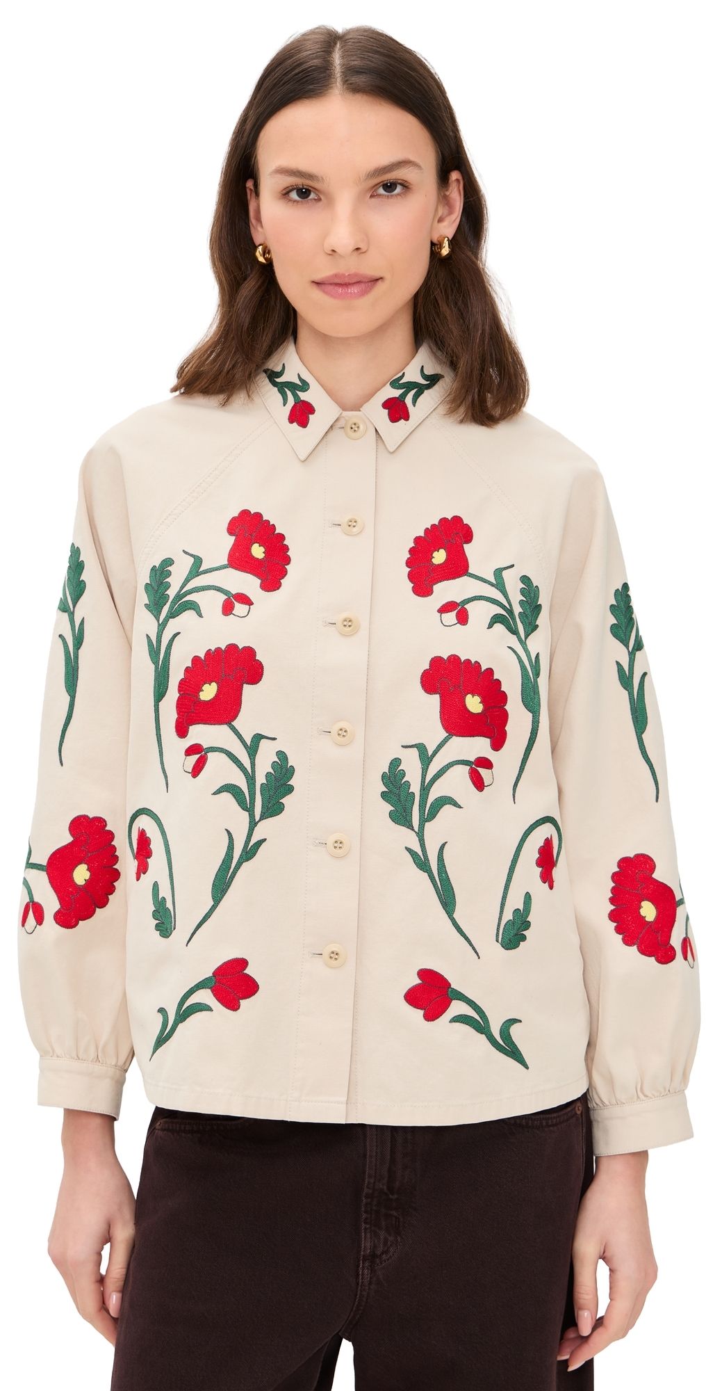 THE GREAT. THE GREAT x Stetson The Western Embroidered Commodore Jacket Cream 0