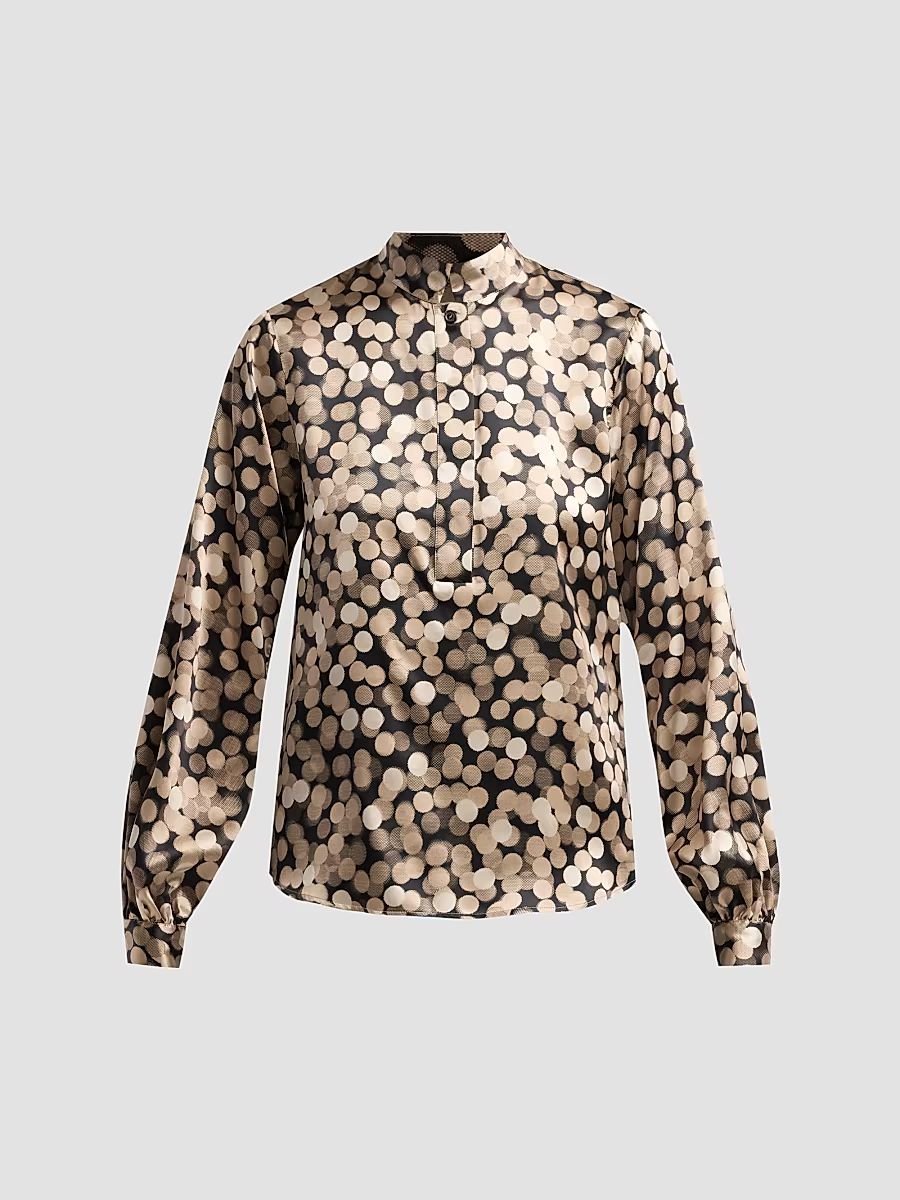 Women's Printed Silk Shirt - Black Sand - Size 12