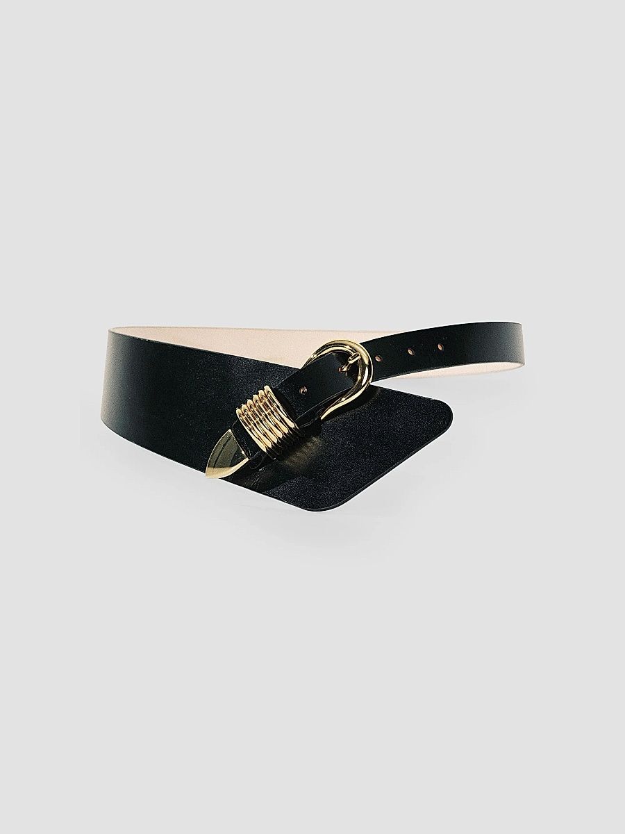 Women's Alcott Leather Belt - Black Gold - Size Large