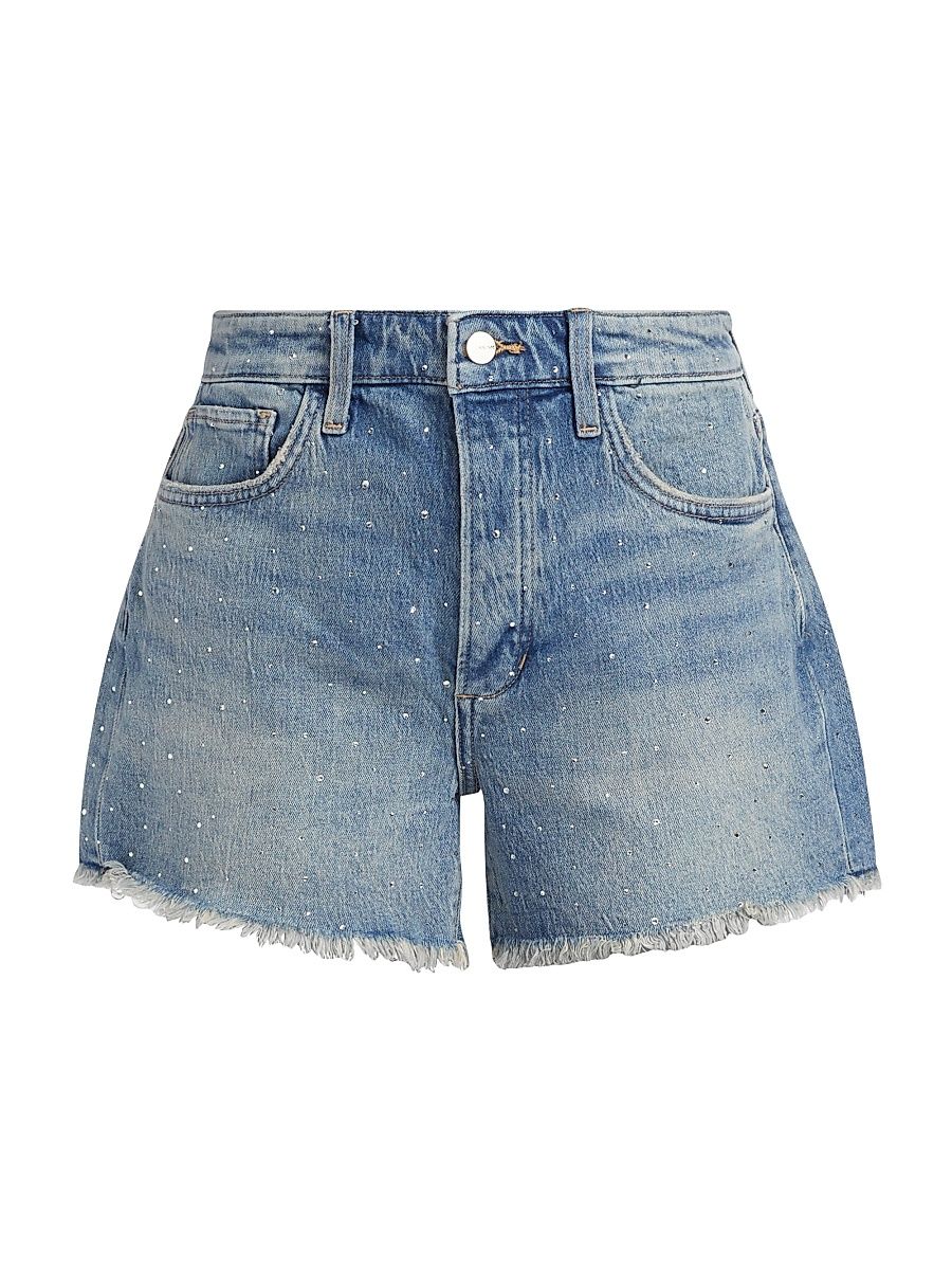 Women's The Jessie Denim Relaxed Crystal Shorts - Bejeweled - Size 31
