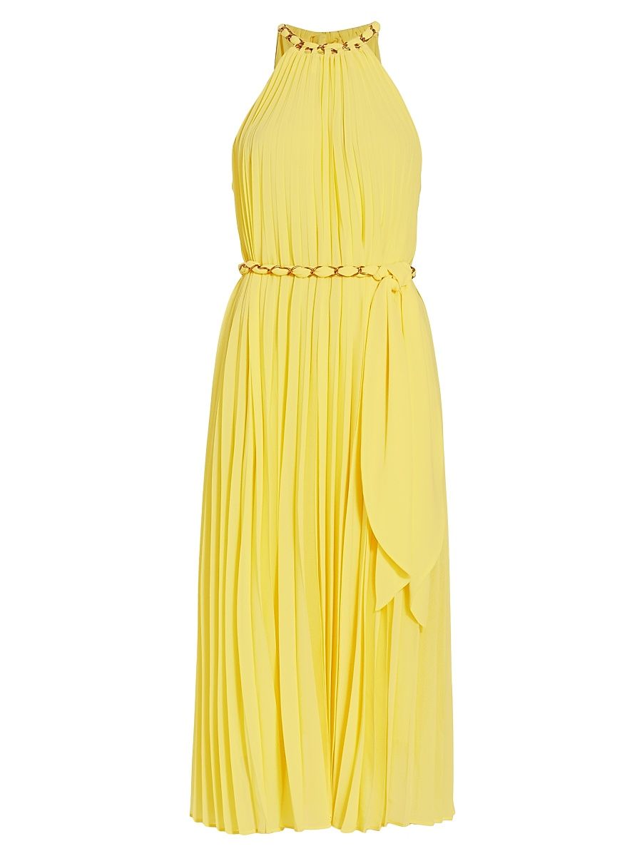 Women's Sunray Pleated Dress - Lemon - Size 8