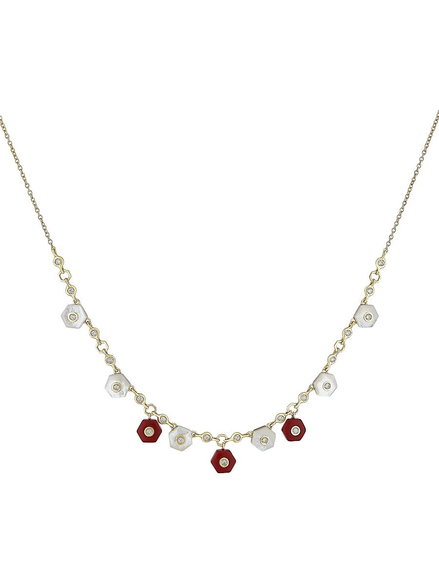 Women's Baia 18K Yellow Gold, 0.56 TCW Diamond & Mixed-Media Charm Necklace - Yellow Gold
