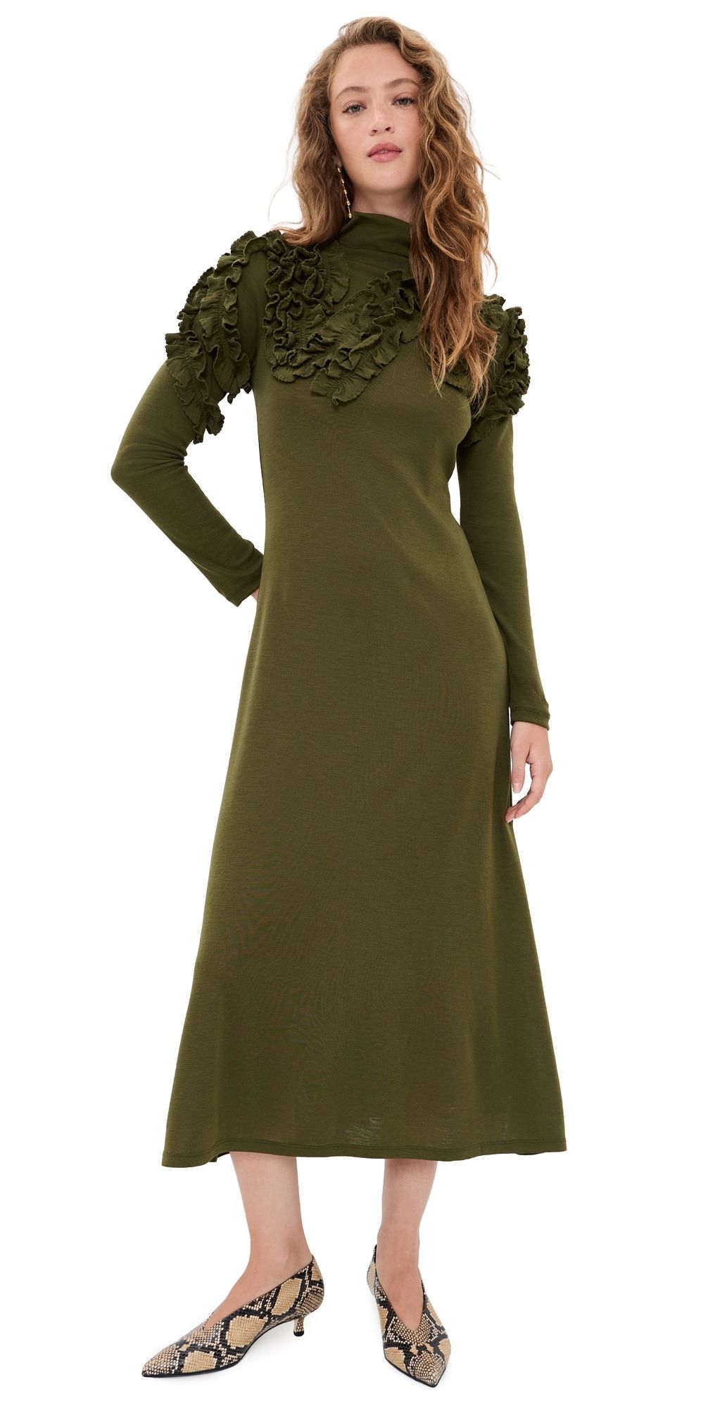 Ulla Johnson Solene Long Sleeve Jersey Dress Loden P