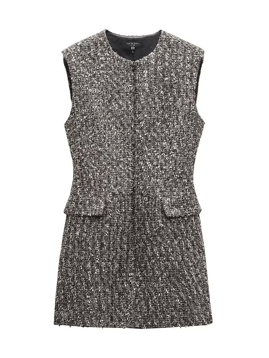 Women's Tina Linton Wool-Blend Sleeveless Minidress - Silver Multi - Size 12