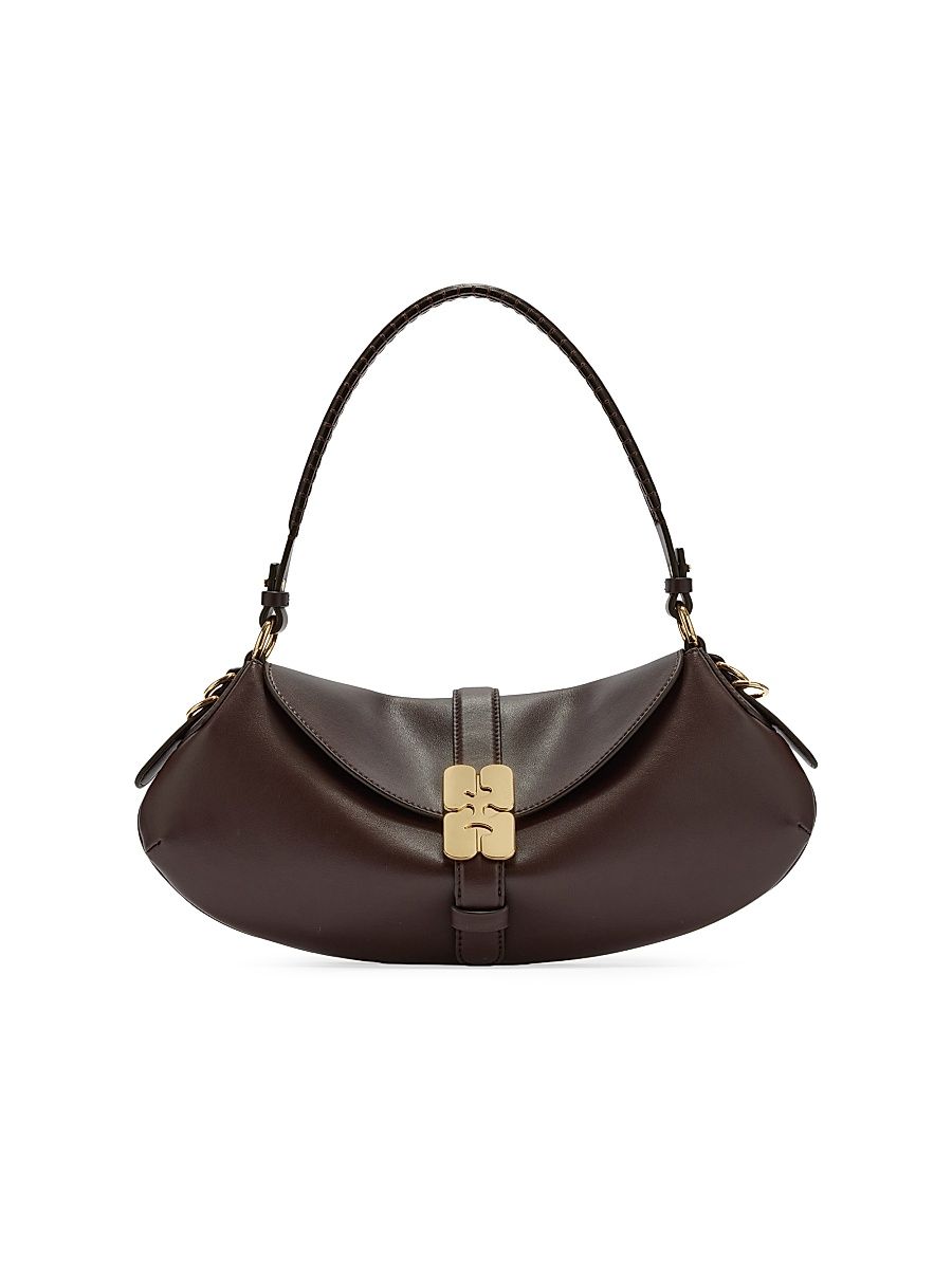 Women's B-Kat Leather Shoulder Bag - Dark Brown