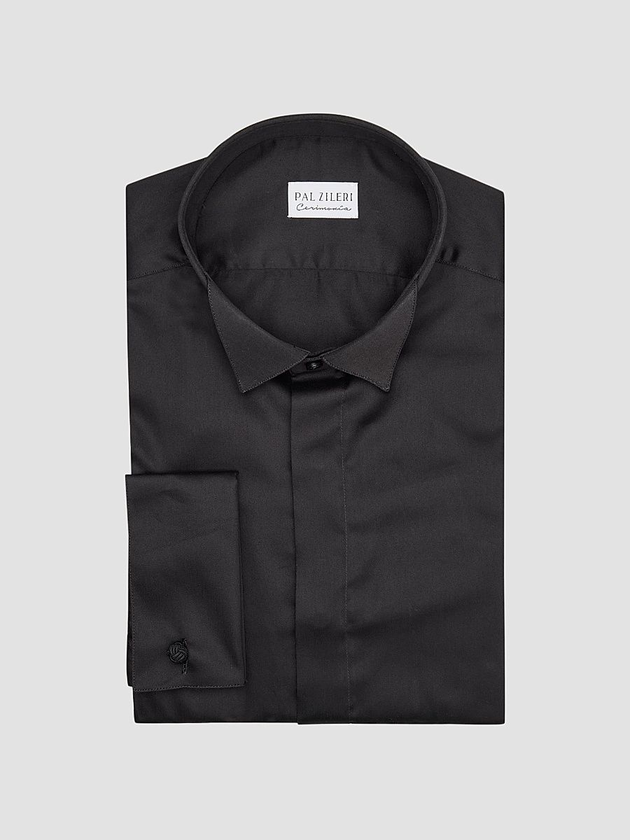 Pal Zileri Men's Cotton Tuxedo Shirt - Black - Size 16