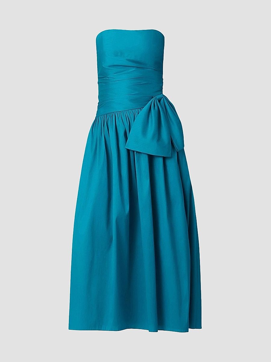 Shoshanna Women's Sonia Strapless Tea-Length Dress - Deep Sea - Size 14