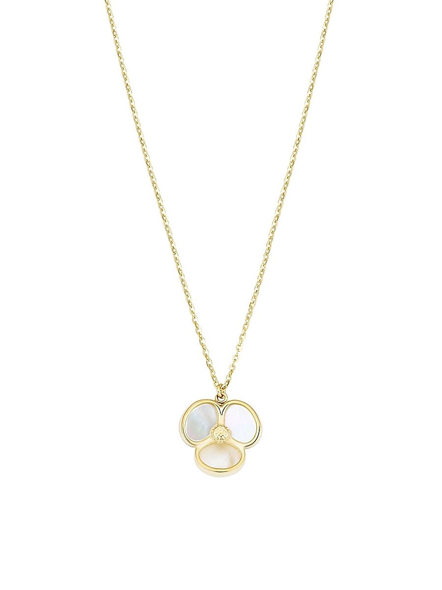 Women's 14K Yellow Solid Gold Petals of Pearl Necklace - Yellow Gold