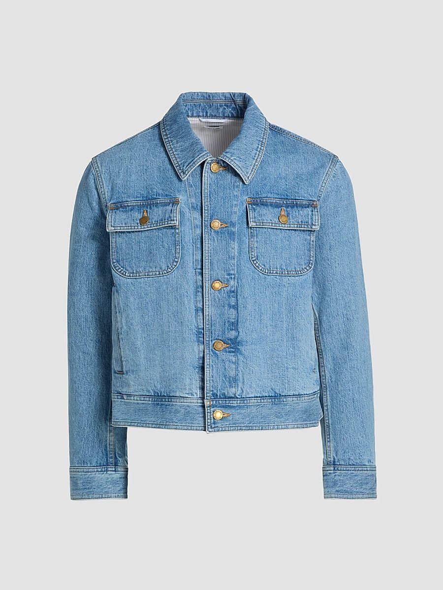 Men's Selvedge Denim Backstrap Utility Jacket - Light Blue - Size XL