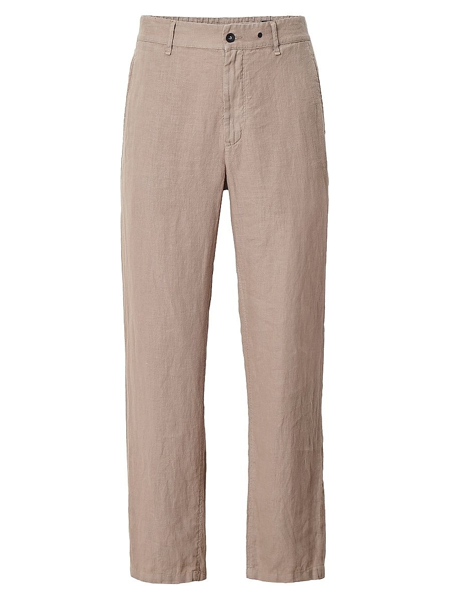 Men's Evan Linen Straight-Leg Trousers - Winter Grey - Size 40
