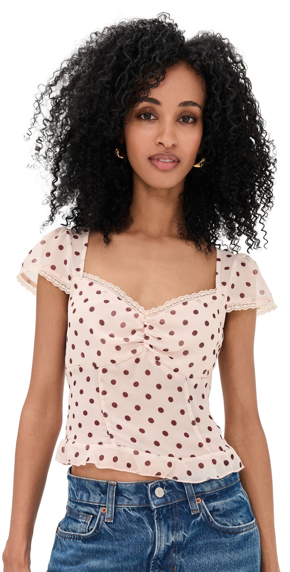 Bailey Rose Cream Polka Dot Blouse Cream M
