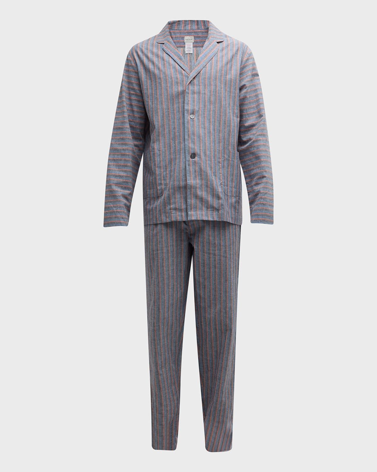 Men & apos;s Cotton-Linen Long Pajama Set
