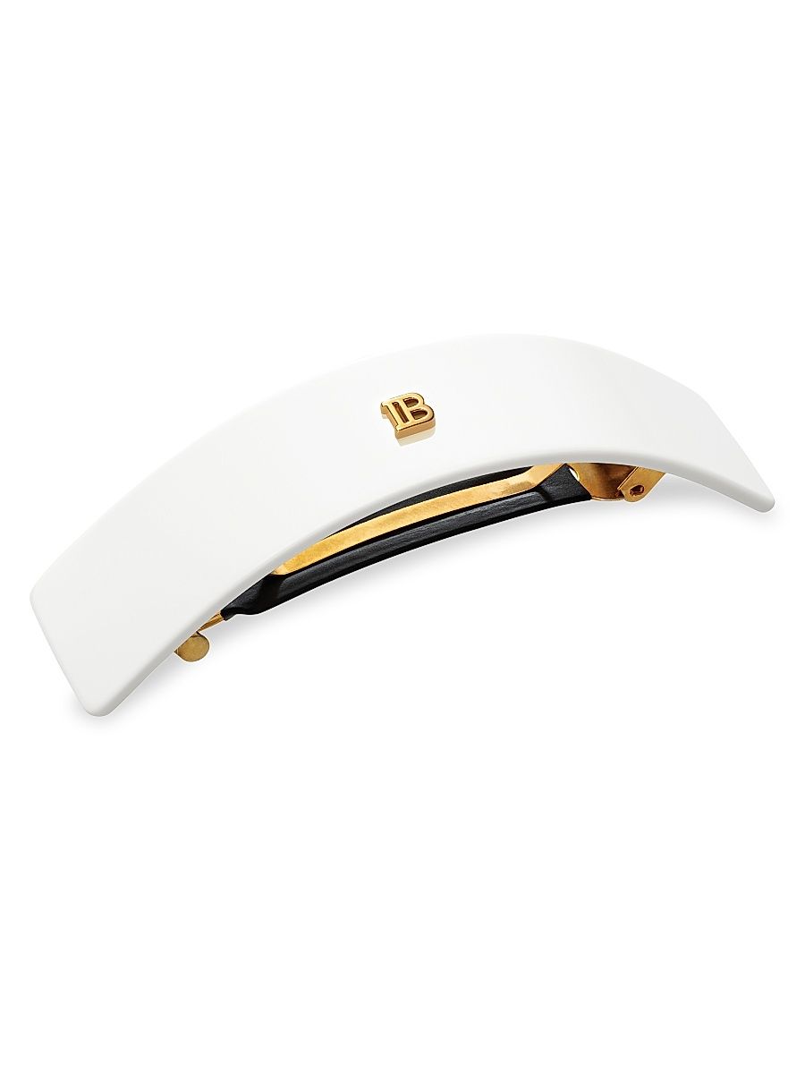 Women's Logo "B" Large Hair Barrette - White