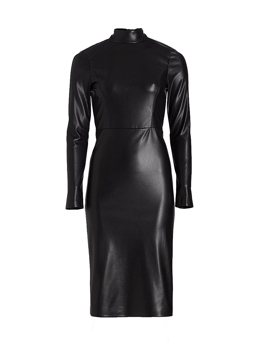 Women's Delora Faux Leather Sheath Dress - Black - Size 12