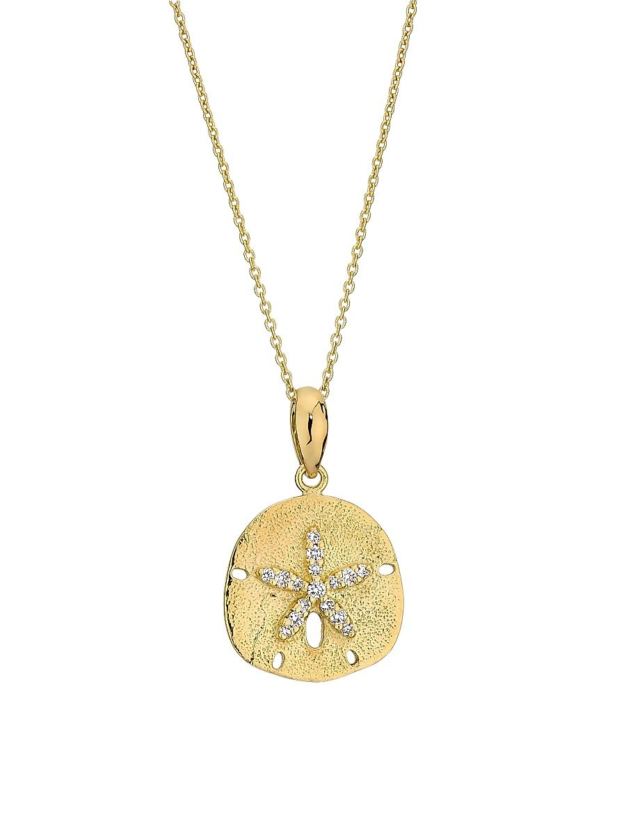 Women's Tiny Treasures 18K Yellow Gold & 0.12 TCW Diamond Sand Dollar Pendant Necklace - Yellow Gold