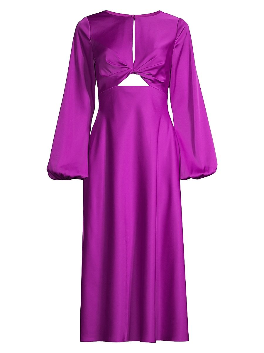 Women's Satin Cut-Out Midi-Dress - Wild Orchid - Size 0
