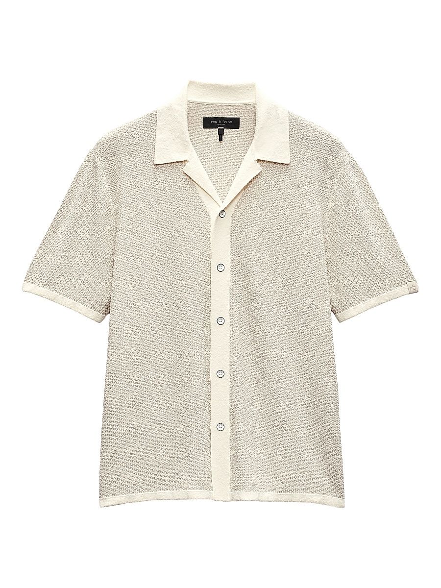 Men's Avery Zig-Zag Zuma Toweling Shirt - Ivory - Size Medium