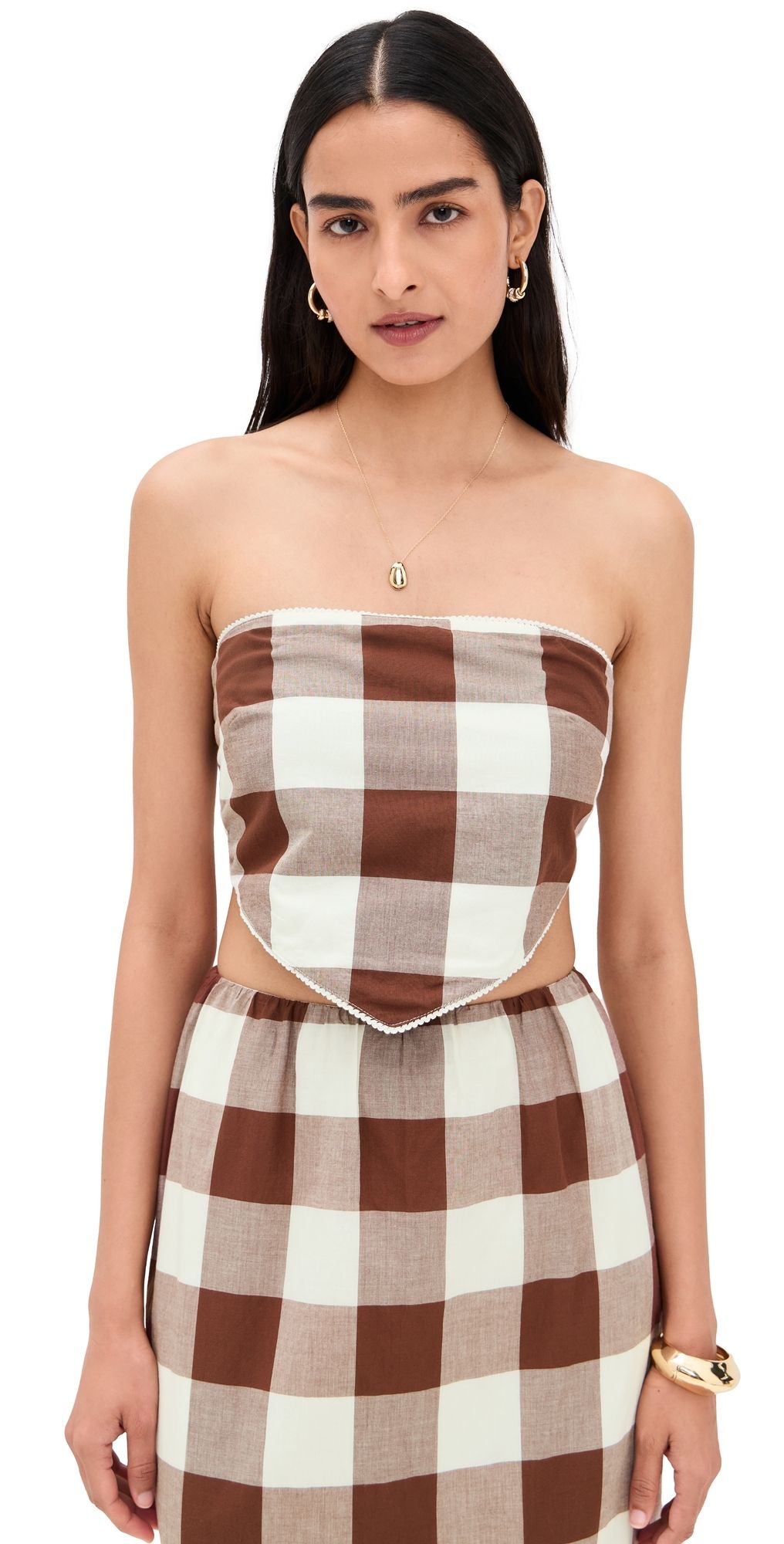 POSSE Callie Tie Top Mocha Gingham XXL