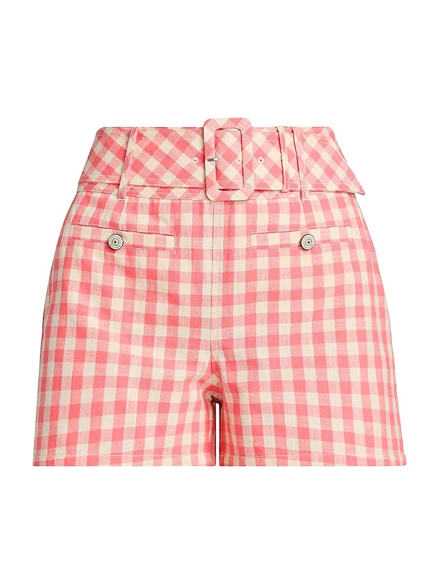 Women's Allie Cotton Gingham Shorts - Sunset Blush Ivory - Size 16
