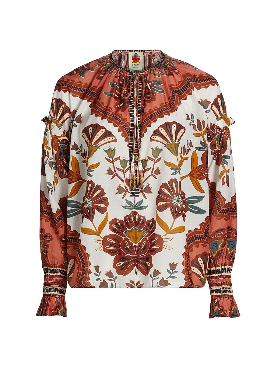 Women's Riad Botanical Blouse - Cream - Size XS