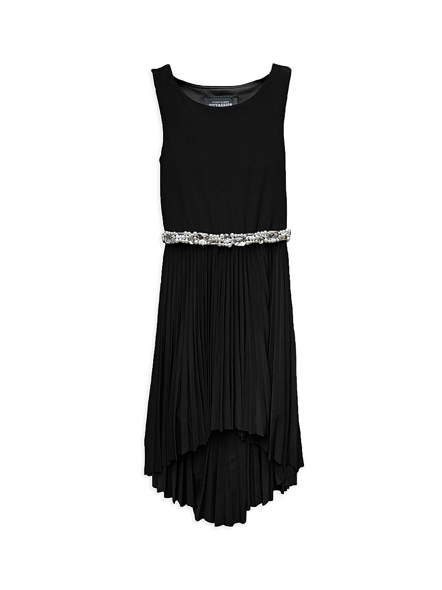 Little Girl's & Girl's Pleated High-Low Dress - Black - Size 12