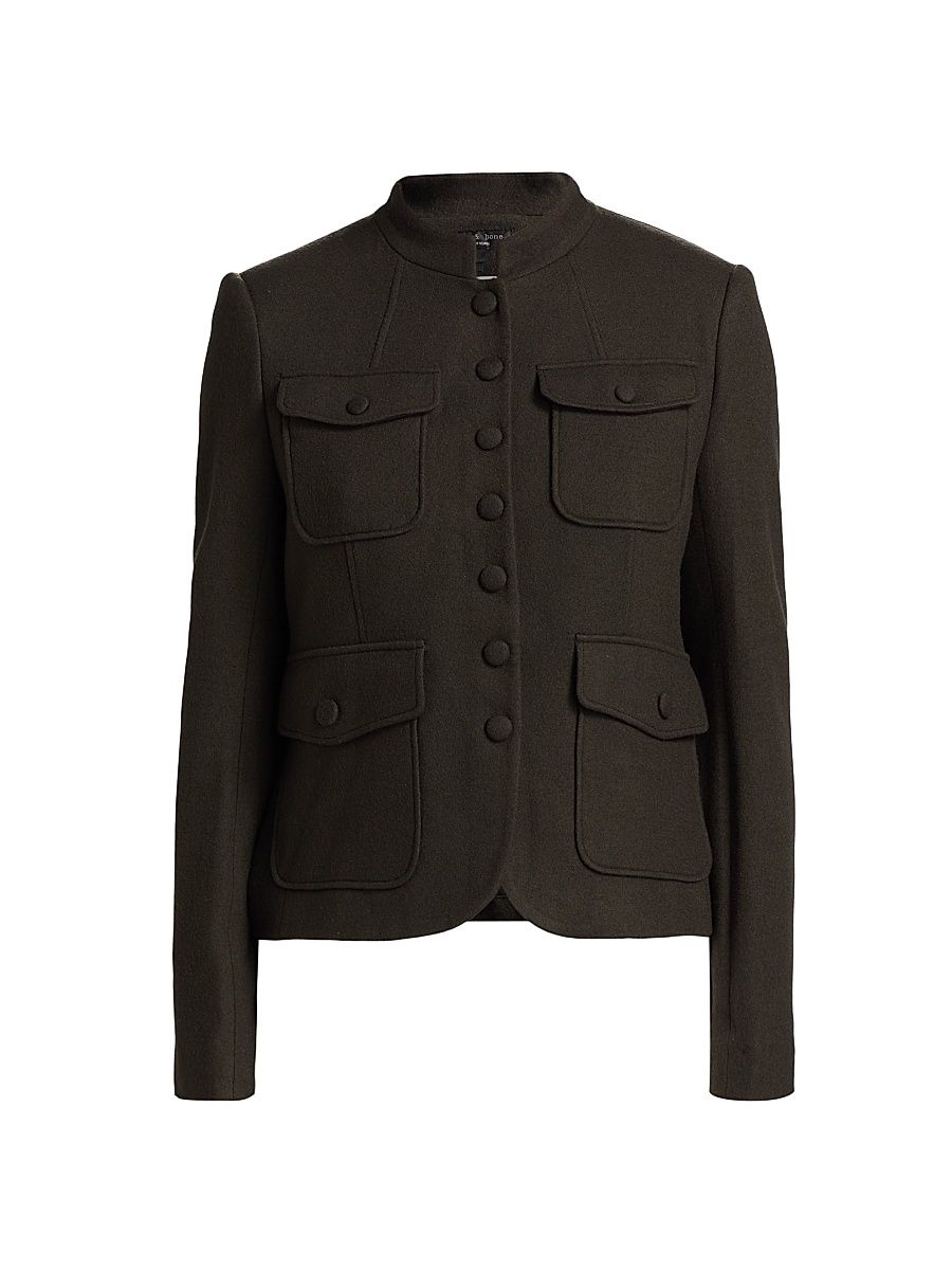 Women's Mercer Wool Single-Breasted Blazer - Army - Size 16
