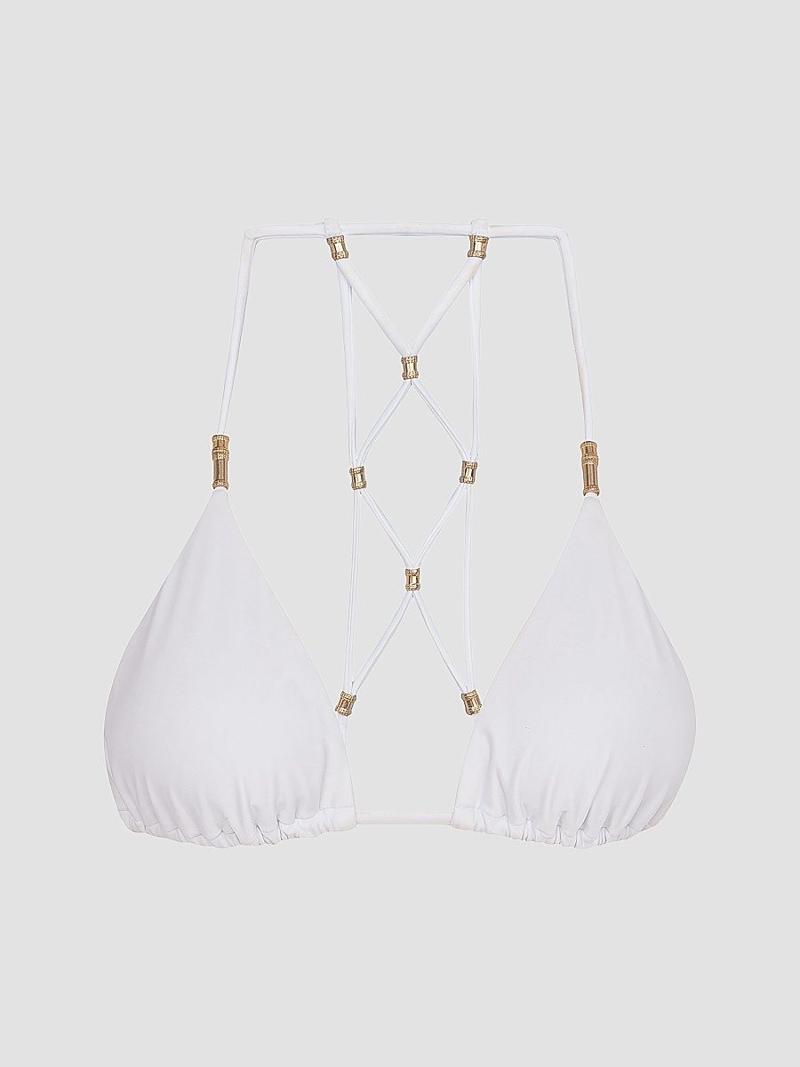 Women's Lucy Triangle Bikini Top - White - Size XL