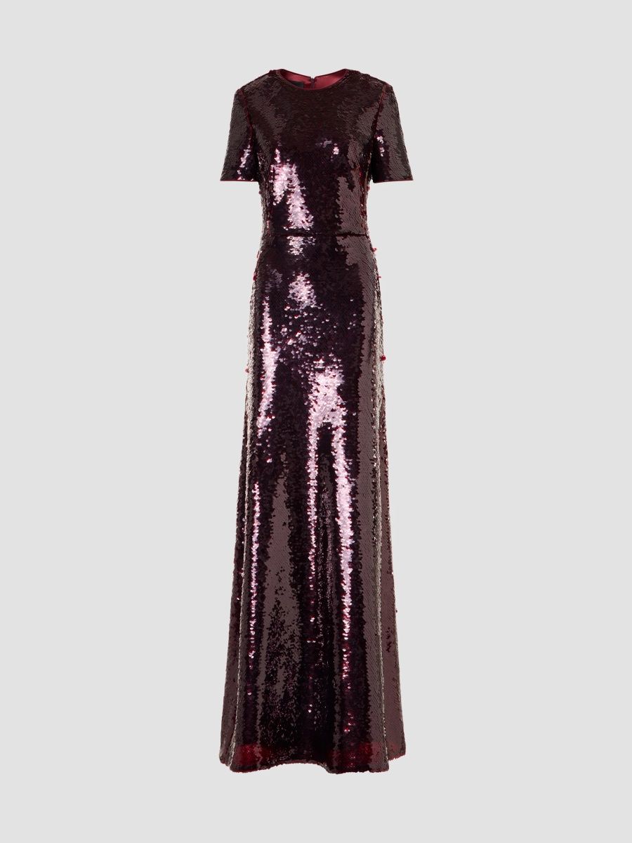 Akris Women's Sequined Tulle A-Line Gown - Merlot - Size 16