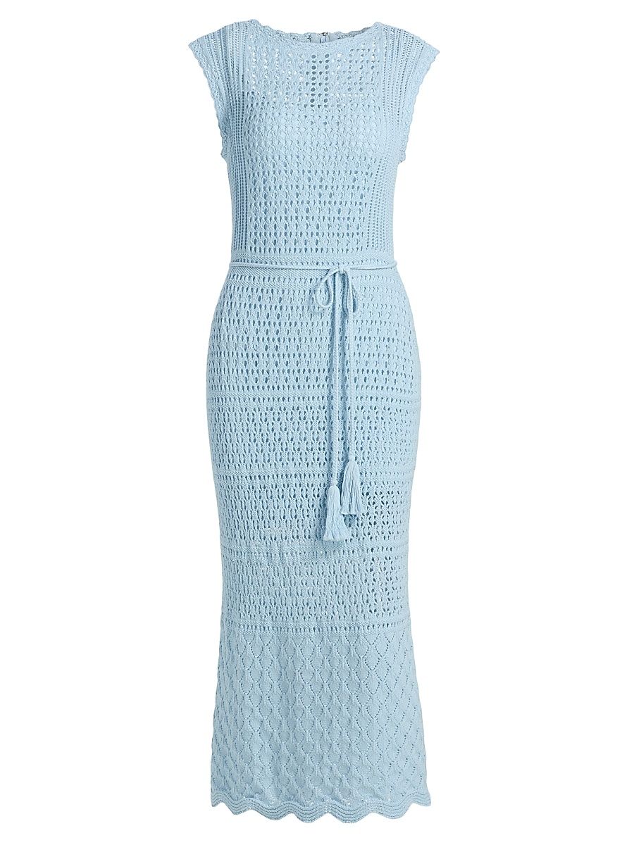Women's Kai Crochet Midi-Dress - Blue - Size XL