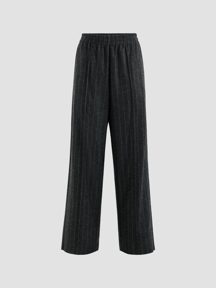 Brunello Cucinelli Women's Comfort Virgin Wool Dazzling Chalk Stripe Track Trousers - Anthracite - Size XXS