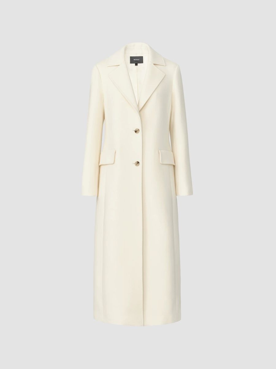 Mackage Women's Corazon Wool Long Coat - Cream - Size Medium