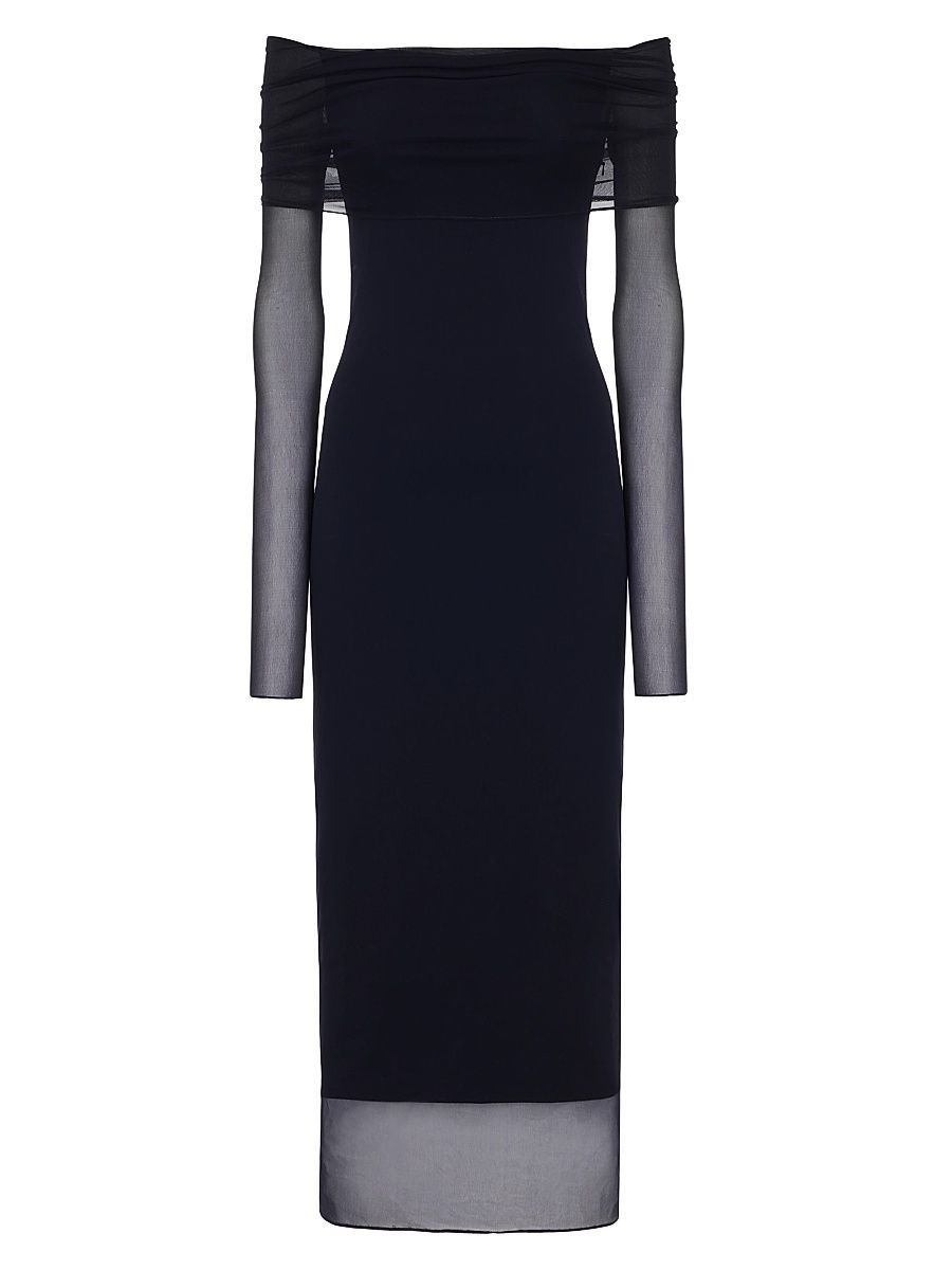 Women's Audria Mesh Jersey Sheath Midi-Dress - Icon Navy - Size 8