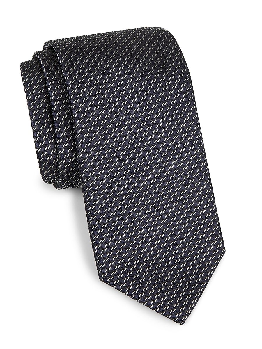 Men's Jacquard Silk Tie - Navy