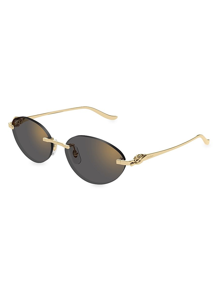 Women's Panthère Classic 58MM Oval Sunglasses - Dark Grey Multi Gold