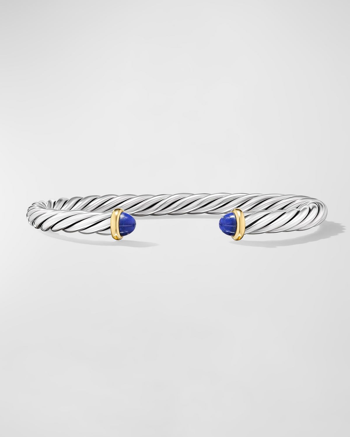 Men & apos;s Cable Flex Cuff Bracelet with Gemstone and 14K Gold in Silver