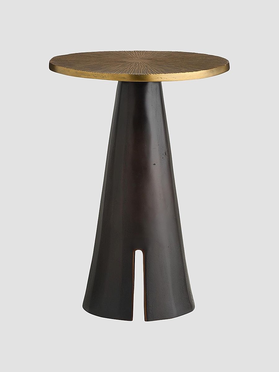 Katara Lily Pad Brass & Bronze Accent Table - Gold