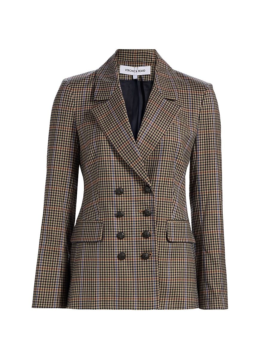 Women's Claude Check Double-Breasted Dickey Jacket - Russet Multi - Size 16