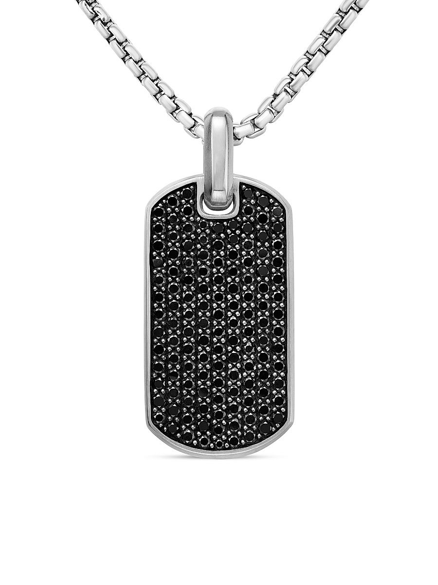 Men's Chevron Tag in Sterling Silver - Black Diamond
