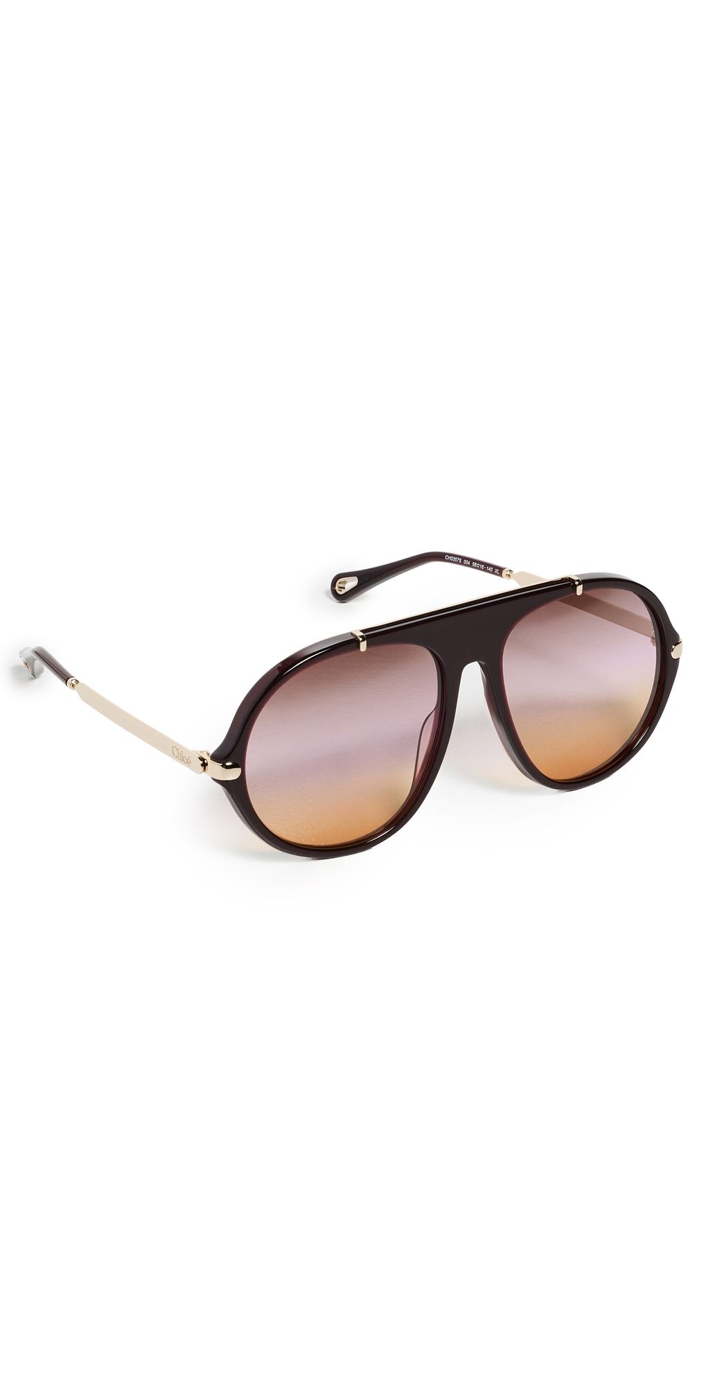 Chloé Aly Aviator Sunglasses Burgundy/Gold/Pink One Size