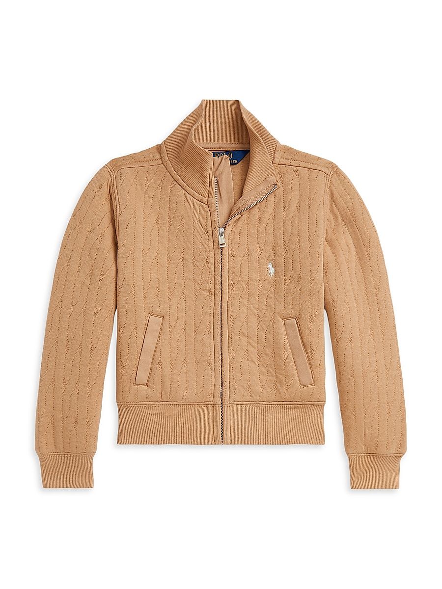 Little Girl's & Girl's Cable Jacquard Sweater - Vintage Khaki - Size 7