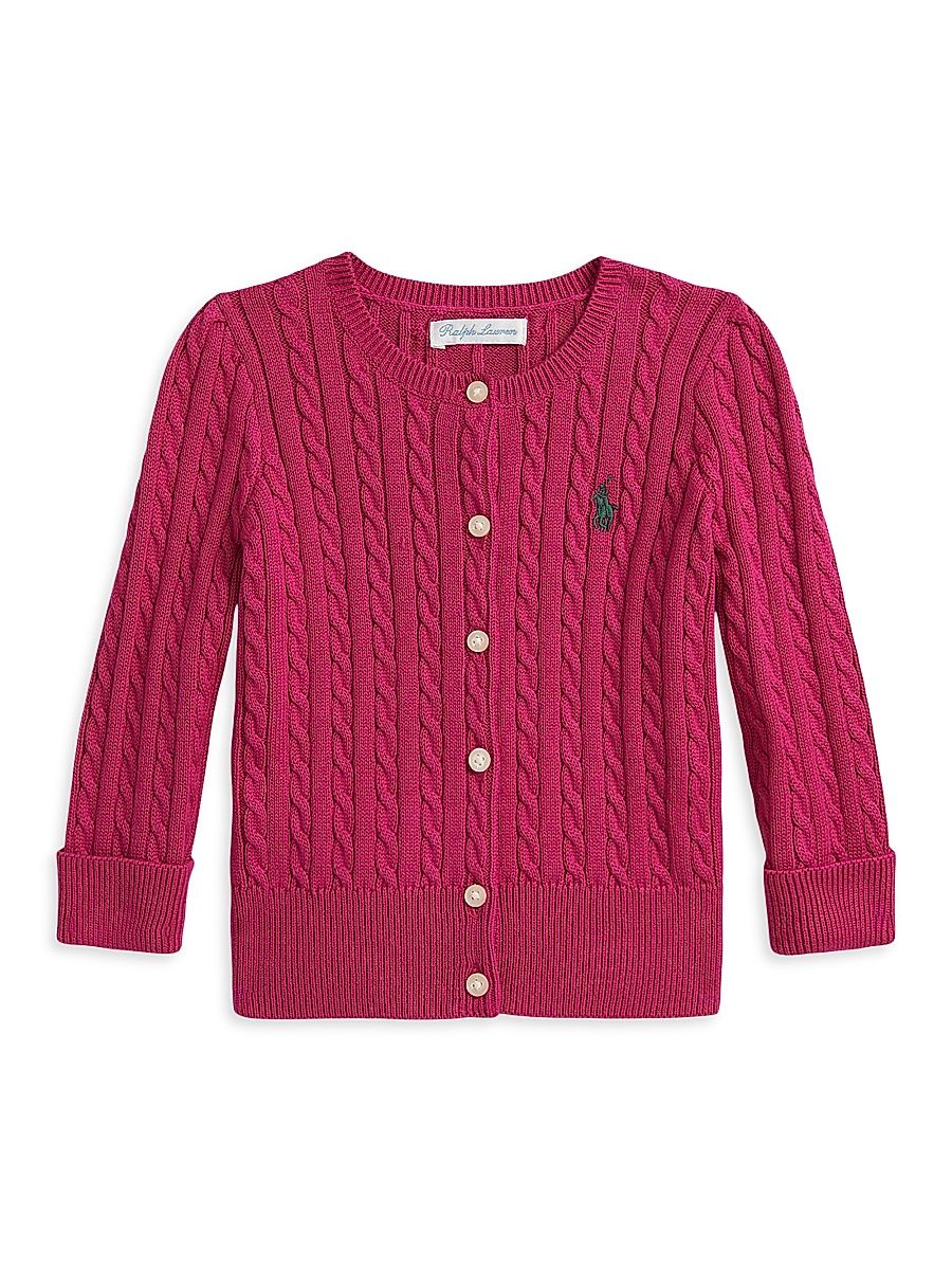 Baby Girl's Cotton Mini Cable Cardigan - Preppy Pink - Size 9 Months