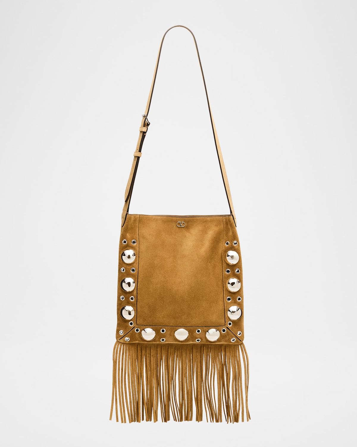 Nellcote Studded Fringe Suede Crossbody Bag
